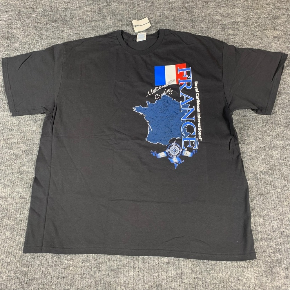 Delta‎ T Shirt Mens 2XL Black France Mediterian Cruising Short Sleeve European